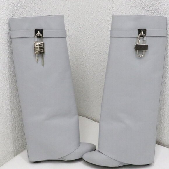 Givenchy Shark Lock Angle Boots - Grey Size EU 38/US 8 - Picture 1 of 14